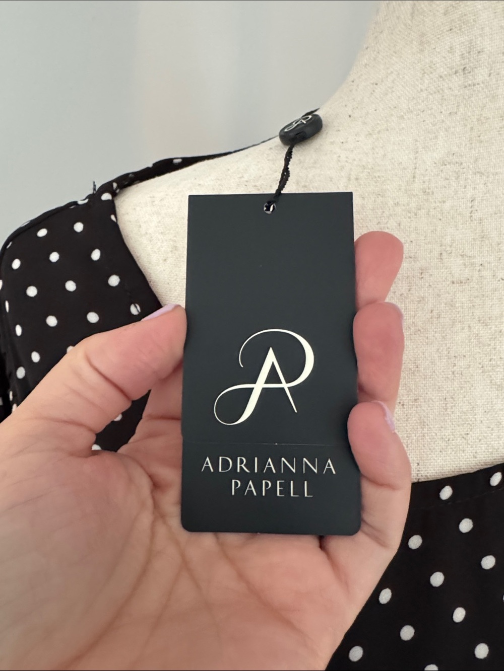 Adrianna Papell Black and White Polka Dot Ruffle Sleeve Blouse - Picture 5 of 5
